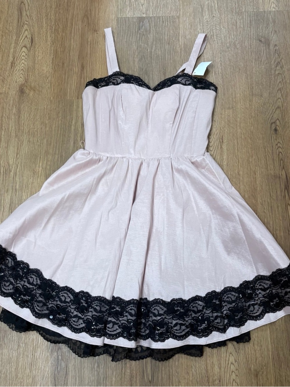 pink gothic mini dress lace trim Lolita grunge girly